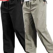 Resim 2 adet Erkek Kore Tarzı Casual Kargo Pantolon, %100 Saf Pamuk, Bol Fit, Drawstring Bel, Düz Renk, Esnek Olmayan Kumaş, İlkbahar/Sonbahar Günlük Giyim İçin Mükemmel 