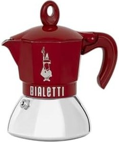 Resim Bialetti - Moka Exclusive İndüksiyon: 2 Cups Ocak Üstü Espresso Pişirici - 100ml - Kırmızı Renk - Alt Hazne: Dış Paslanmaz Çelik İç Alüminyum - İndüksiyon Ocak Türleri İçin Uygundur 