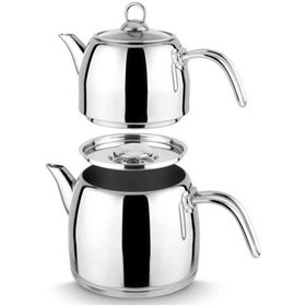 Resim Evmutfak Arov Regno Large Çaydanlık Alt Demlik 1.50 Üst Demlik 2.50 Litre Açık Bej 