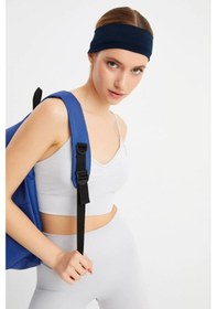 Resim Kadın %100 Pamuklu Penye, Kaymaz, Terletmez, Ultra Hafif, Spor Saç Bandı Bandana - Tek Ebat / Lacivert Lacivert 