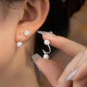 Resim Günlük Hediyeler ve Dekorasyonlar için Mükemmel, Yaratıcı Mücevher Hediyesi için Benzersiz Şık Düzensiz S-Şekilli Rhinestone Yuvarlak Top Küpeler Takımı. 