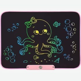 Resim Pembe 10 İnç LCD Çizim Tableti – Şarjlı, Dijital Kalemli, USB Kablolu, Renkli Ekranlı Yazı Tableti 