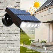 Resim 1 Adet Hareket Sensörlü Güçlü Güneş Enerjili Dış Mekan Işıkları, 4 LED'li Güvenlik ve Dekorasyon için Su Geçirmez Sokak Lambası, Dahili 18650 Lityum Pil ile Gece Çalışma Işığı 