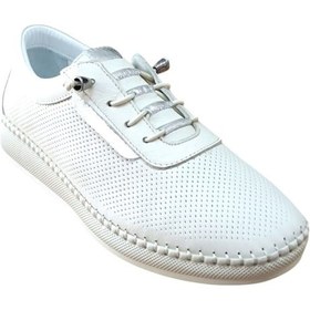 Resim Lourenza 4018 Kadın Hakiki Deri Lastikli Comfort Ayakkabı Bej Krem 