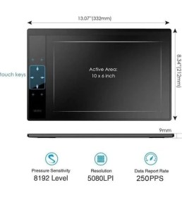 Resim Veikk A30 10X6" Grafik Tablet 10 inç Aktif Alan ile Taşınabilir Dijital Sanat Aksesuarı 