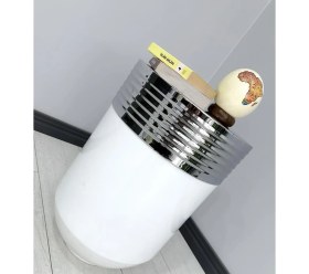 Resim Evden İste Elegant Dekoratif Krom Darbuka Parlak Beyaz Sehpa 60 cm 