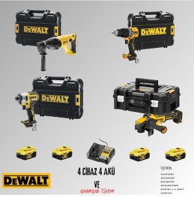 Resim Dewalt DCH133NT + DCD805NT + DCF887NT + DCG409VSNTT 4 Adet 5 Amper Akü + Şarj Aleti Set 