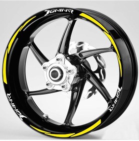 Resim Beyaz Dominar Yazılı 3 Parçalı Sarı Jant Şeridi 