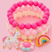 Resim 3 adet Sevimli Unicorn, Güneş Çiçeği, Gökkuşağı Şanslı Boncuklu Unicorn Güneş Çiçeği Gökkuşağı Bileklik Seti 