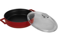 Resim Lava Döküm Çok Amaçlı Yayvan Tencere Glaze Serisi Çap 28cm Siyah 
