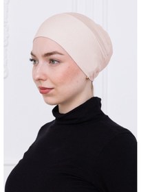 Resim Loggia Geçmeli Açık Bej Bone Önü Dikişsiz Kaymaz Lastikli Kadın Tesettür Pratik Geçme İç Bone Açıkbej 