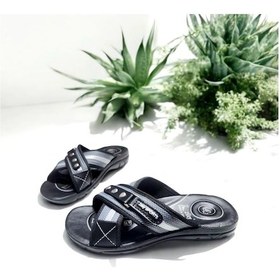 Resim Ortopedik 4 Nokta Yumuşak Taban Ev Ve Dışarı Terliği Gri - Siyah 