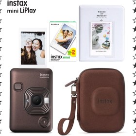 Resim Instax Mini Liplay Deep Bronze Fotoğraf Makinesi 20'li Film Albüm ve Çanta Hediye Seti 