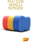 Resim QWXAUTO Yumuşak Oto Yıkama Süngeri Araç Yıkama Süngeri Araba Yıkama Süngeri Renkli Çok Amaçlı Sünger 3 Adet 