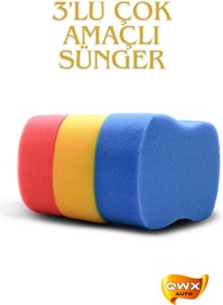 Resim QWXAUTO Yumuşak Oto Yıkama Süngeri Araç Yıkama Süngeri Araba Yıkama Süngeri Renkli Çok Amaçlı Sünger 3 Adet 