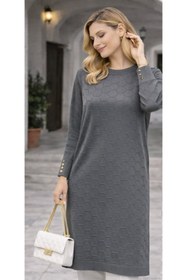 Resim Fresh&Moda Kadın Mevsimlik Petek Desen Uzun Büyük Beden Triko Kazak 