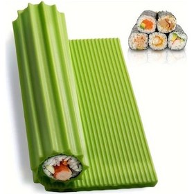 Resim Fochsia 1 Adet Yeşil Kaliteli Silikon Sushi Matı Ve Yapım Seti, Seyahat İçin Taşınabilir 