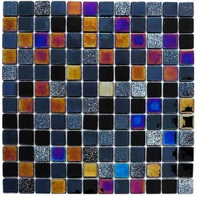 Resim MozaiKristaL Yaşam alanlarının tüm yüzeyleri için 25x25 mm Siyah Lüster Mix Cam Mozaik (1 Koli = 1 m2 Fiyatıdır) 