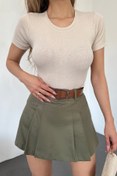 Resim Sun Victoria Kadın Krem Bisiklet Yaka Yarım Kol Crop 