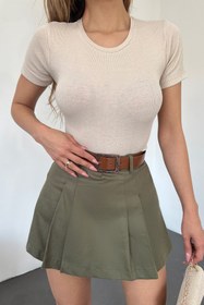 Resim Sun Victoria Kadın Krem Bisiklet Yaka Yarım Kol Crop 