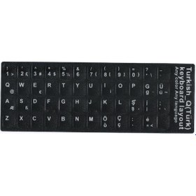Resim Yabancı Dil Klavye İçin Türkçe Klavye Etiketi Q Siyah Renk 