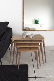 Resim Zuesse Dizayn Selena 4lü Zigon Sehpa Ahşap Ayaklı Salon Seti Çay Sehpası – Ceviz 
