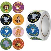 Resim Sevimli Hayvan Ödül Etiketi Teşvik Etiketi Kelimeleri Etiket Kağıdı Rulosu Çapı 38mm Çocuk Öğretmen Okul Malzemeleri 5-3 