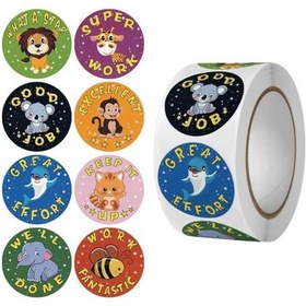 Resim Sevimli Hayvan Ödül Etiketi Teşvik Etiketi Kelimeleri Etiket Kağıdı Rulosu Çapı 38mm Çocuk Öğretmen Okul Malzemeleri 5-3 