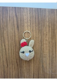 Resim Amigurumi Tavşan Anahtarlık Kahverengi - Siyah 