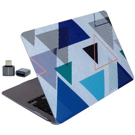 Resim Apple Uyumlu MacBook Air Sert Kapak Kilif 13 Inc M5 M2 M3 M4 Geometrik Desenli Ince Tpu Lazer Baski Lacivert Mavi 