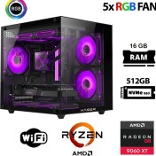 Resim Xaser Eco X140 Ryzen 5 5500 16GB Ram 512GB M.2 Nvme SSD 16GB RX9060 Xt Oyuncu Masaüstü Bilgisayarı 