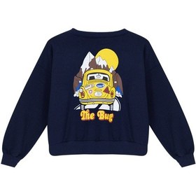 Resim Kadın Araba Ön Arka Grafik Baskı 2iplik Şardonlu Oversıze Sweatshırt 69288 21477 001 