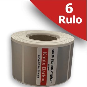 Resim Kalite Barkod 50X30 Silvermat Etiket | 6 Rulo Demirbaş Etiketi 