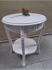 Resim BENGİ TİCARET Fiskos 18023 ST Oyma Klasik Parlak Mdf tablama Kayın ayak Parlak Beyaz EL yapım 