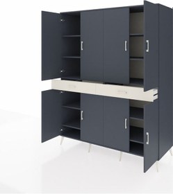 Resim Kronos Gardrop 10 Raflı 2 Çekmeceli 8 Kapaklı 176x59x221 Antrasit-antrasit/aytaşı Antrasit/aytaşı 