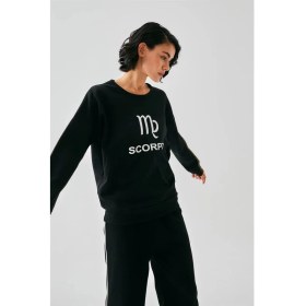 Resim Moda Kadın Siyah Akrep Burcu Oversize 2 Iplik Eşofman Ev Giyim Takımı Beruflic 