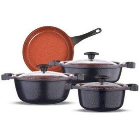 Resim Thermoad Graneu Red Diamond 7 Parça Tencere Seti 20 - 24 - 26 CM 