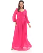 Resim Kalp Yaka Büyük Beden Elbise 1785-fuşya Fuşya 