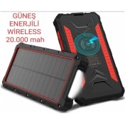 Resim Enerjili Wireless Özellikli 20000 Mah Solar Powerbank - 2+1 Çıkışlı 