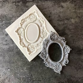 Resim Vintage Avrupa Relie Desen Ayna Çerçevesi Silikon Kalıp Fondant Çikolata Kek DIY Pişirme Kalıbı 