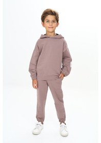 Resim Toontoy Kids Toontoy Erkek Çocuk Arma Detaylı Eşofman Takımı Koyu Kahverengi 