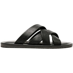 Resim Black Terlik Erkek M7727 The Sandals Factory Leather Upper Sandals Siyah 