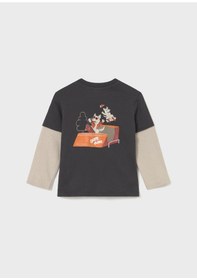 Resim Mayoral Erkek Bebek Duble Kol Sweatshirt Gri 