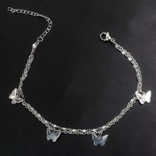 Resim Şık & Seksi Çift Katmanlı Kelebek Halhalı Paslanmaz Çelikten Lobster Claw Tokalı - Günlük Kullanım & Hediye İçin İdeal, Kelebek Takı 