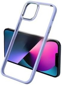 Resim Apple İphone 13 Pro Kılıf Renkli Yüksek Çerçeveli Şeffaf Tasarımlı Kenarları Renkli Kapak Lila 