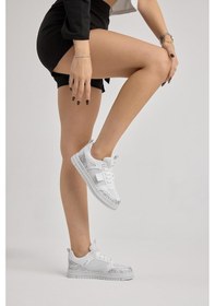 Resim Tonny Black Termo Taban Desenli Fileli Bağcıklı Beyaz Gri Spor Ayakkabı Tbsrt005 Beyaz Gri | Unisex 