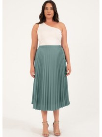 Resim Astarlı Pilili Midi Etek -1750-mint Mint Yeşili 