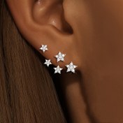 Resim 1/2 Çift Beyaz Yıldız Şeklinde Ceket Küpeleri, Işıltılı Sentetik Zirkonya - KC Altın Kaplama Minimalist Klasik Kadın Takıları Noel ve Cadılar Bayramı Kostümleri için, Sevgililer Günü Hediyeleri, Günlük & Tatil Giyimi, Halloween Küpeler, Kostüm Aksesuarları, Zarif Aksesuarlar, Şık Tasarım, Moda Severler 