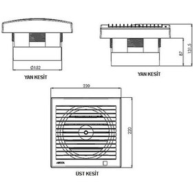 Resim Aircol 150 Mp 30W 300M3/H Monofaze Mekanik Panjurlu Aspiratör 