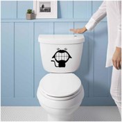 Resim Genel Markalar Dişlerini Sıkan Kedi Suratı Silüeti Klozet Dekoratif Sticker, Banyo, Duvar Çıkartma 
